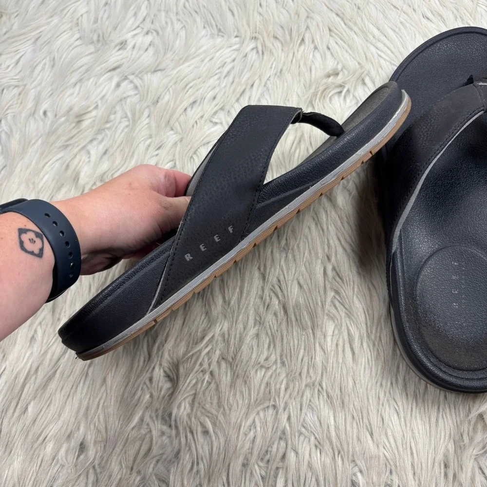 REEF Men's 12 Black Memory Foam Flip Flop Sandals Beach Resort Summer Classic